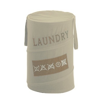 Laundry Basket, Gedy CO38-03, Round Beige Laundry Basket CO38-03
